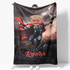 Aperturee - Lightning Rain Thunder Hero City Custom Photo Blanket