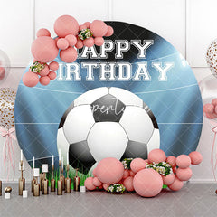 Aperturee - Lights Football Grass Circle Happy Birthday Backdrop