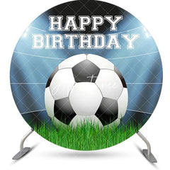 Aperturee - Lights Football Grass Circle Happy Birthday Backdrop