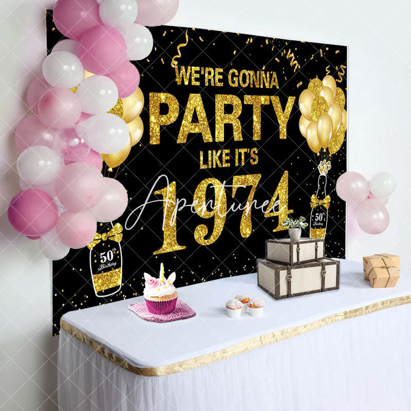 Aperturee - Like Its 1974 Gold Sparkle 50th Birthday Backdrop