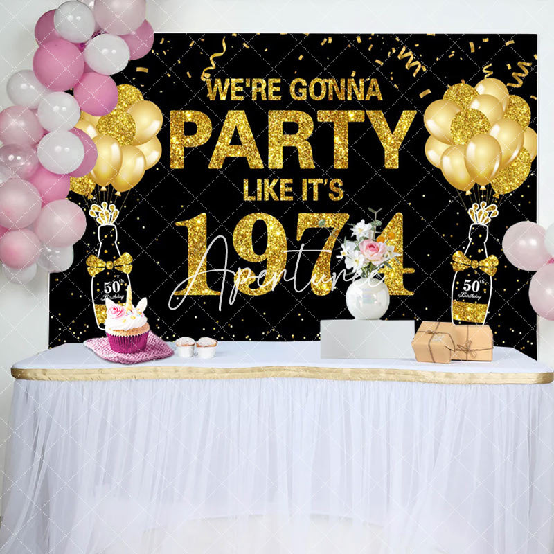 Aperturee - Like Its 1974 Gold Sparkle 50th Birthday Backdrop