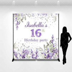 Aperturee - Lilac Floral Girls Sweet 16 Custom Birthday Backdrop