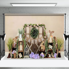 Aperturee - Lilac Rabbits Green Garden Easter Photo Backdrop