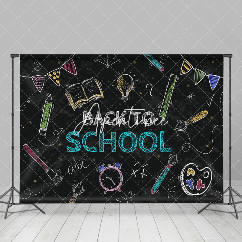 Aperturee - Line Drawing Book Blackboard Back To School Backdrop