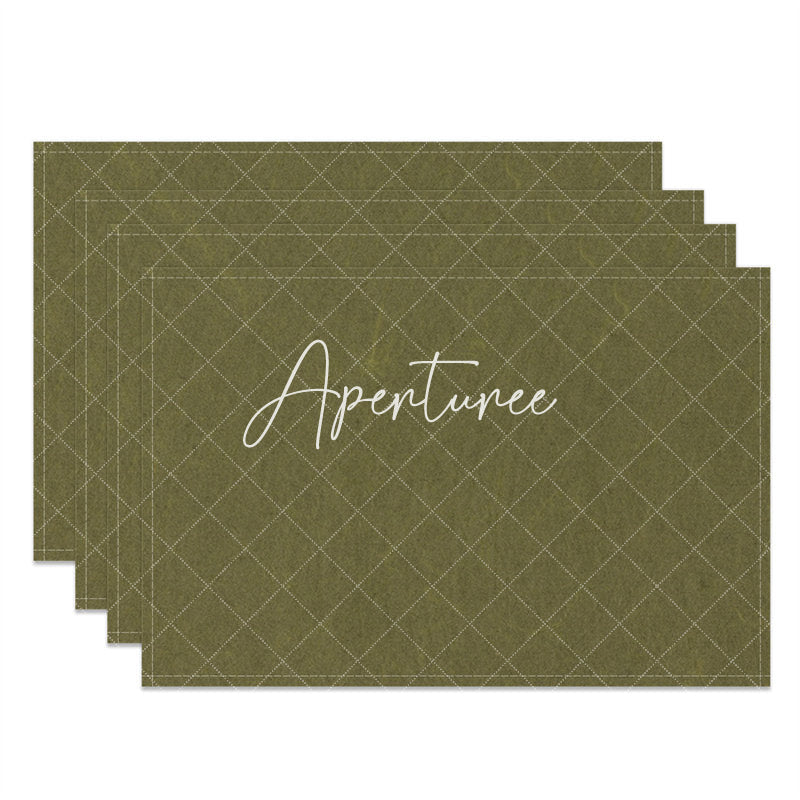 Aperturee - Linen Solid Army Green Modern Set Of 4 Placemats