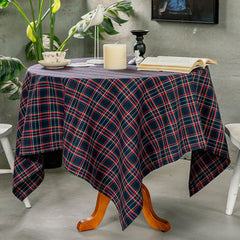 Aperturee - Lines Navy Plaid Checked Household Table Overlay