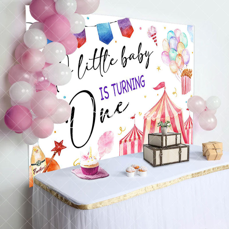 Aperturee - Little Baby Is Turning One Circus Birthday Backdrop