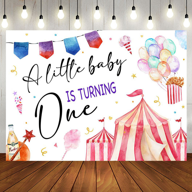 Aperturee - Little Baby Is Turning One Circus Birthday Backdrop