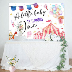 Aperturee - Little Baby Is Turning One Circus Birthday Backdrop