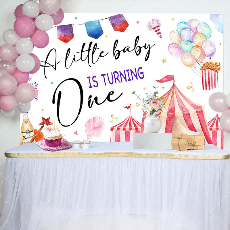 Aperturee - Little Baby Is Turning One Circus Birthday Backdrop