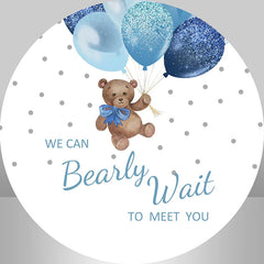 Aperturee - Little Bear Balloons Blue Glitter Round Backdrop Kit