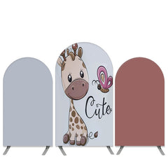 Aperturee Cute Giraffe Theme Light Blue Baby Shower Arch Backdrop Kit