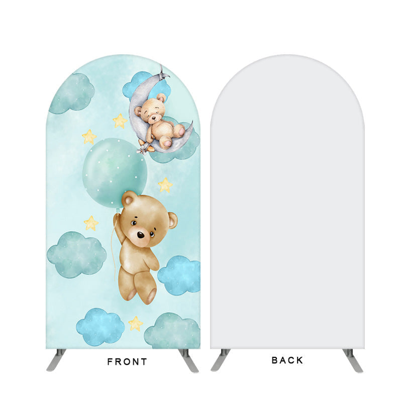 Aperturee - Little Bear Theme Cyan Blue Double Sided Arch Backdrop