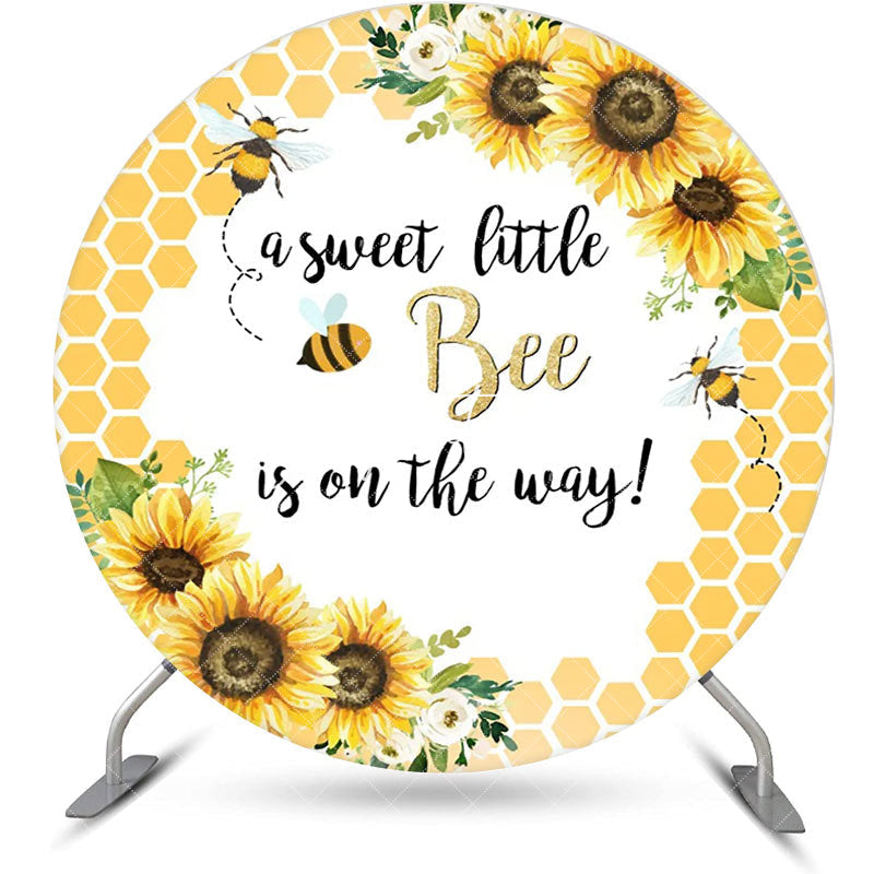 Aperturee - Little Bee Honeycomb Floral Round Baby Shower Backdrop