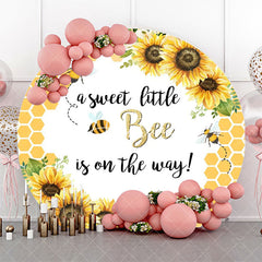 Aperturee - Little Bee Honeycomb Floral Round Baby Shower Backdrop