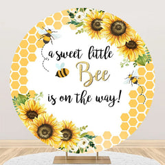 Aperturee - Little Bee Honeycomb Floral Round Baby Shower Backdrop