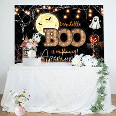 Aperturee - Little Boo Moon Night Halloween Baby Shower Backdrop