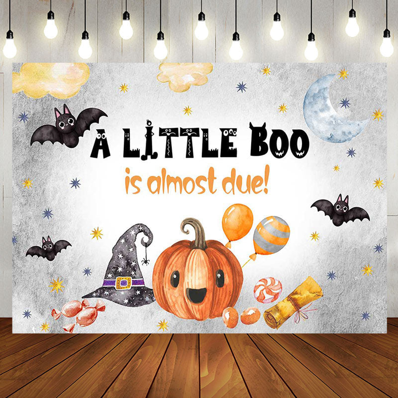 Aperturee - Little Boo Pumpkin Halloween Baby Shower Backdrop