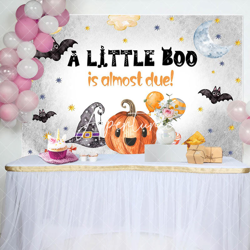 Aperturee - Little Boo Pumpkin Halloween Baby Shower Backdrop