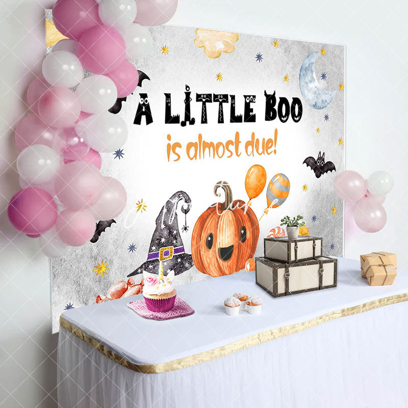 Aperturee - Little Boo Pumpkin Halloween Baby Shower Backdrop