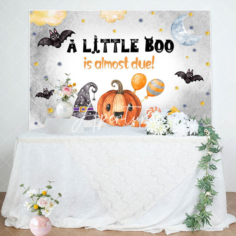 Aperturee - Little Boo Pumpkin Halloween Baby Shower Backdrop