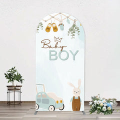 Aperturee - Little Bunny Stroller Leaves Baby Boy Arch Backdrop