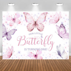 Aperturee - Little Butterfly Is Turning One Birthday Backdrop