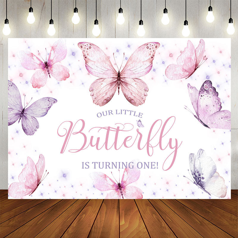 Aperturee - Little Butterfly Is Turning One Birthday Backdrop