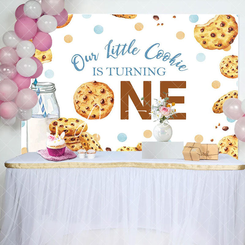 Aperturee - Little Cookie Milk White 1st Birthday Party Backdrop