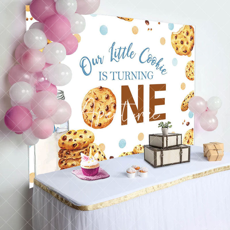 Aperturee - Little Cookie Milk White 1st Birthday Party Backdrop