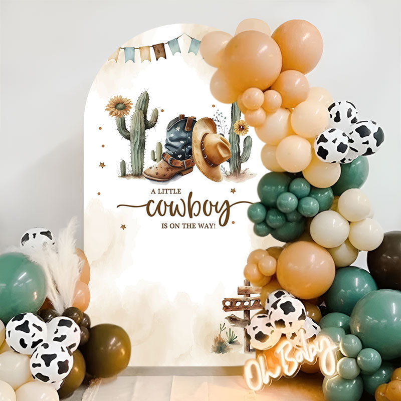 Aperturee - Little Cowboy Cactus Arch Backdrop For Baby Shower