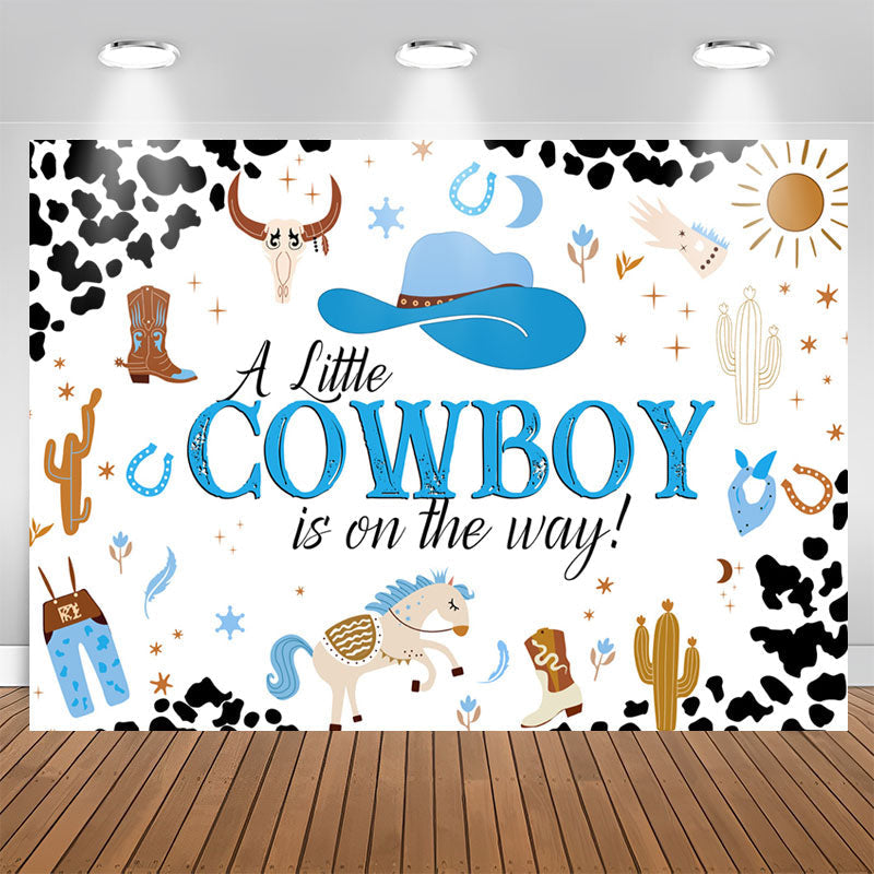 Aperturee - Little Cowboy Is On The Way Baby Shower Backdrop