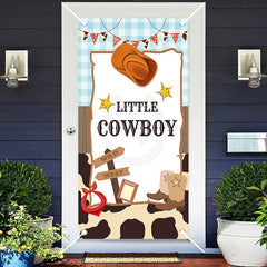 Aperturee - Little Cowboy Wild West Brown Baby Shower Door Cover