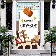 Aperturee - Little Cowboy Wild West Brown Baby Shower Door Cover