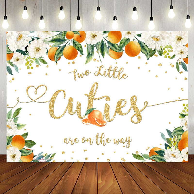 Aperturee - Little Cuties Are On The Way Twins Baby Shower Backdrop