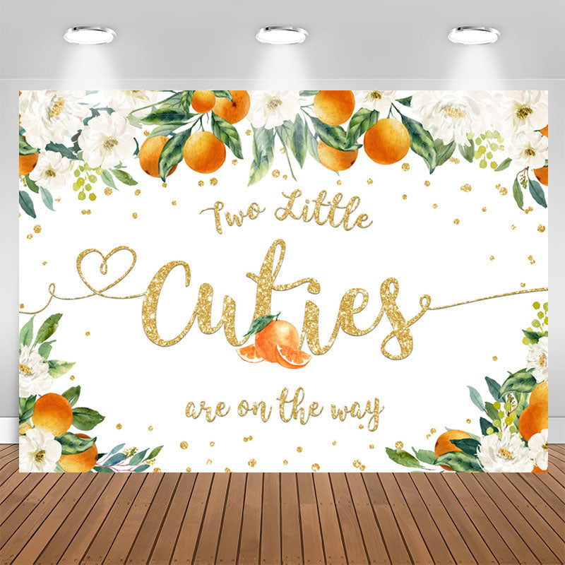 Aperturee - Little Cuties Are On The Way Twins Baby Shower Backdrop