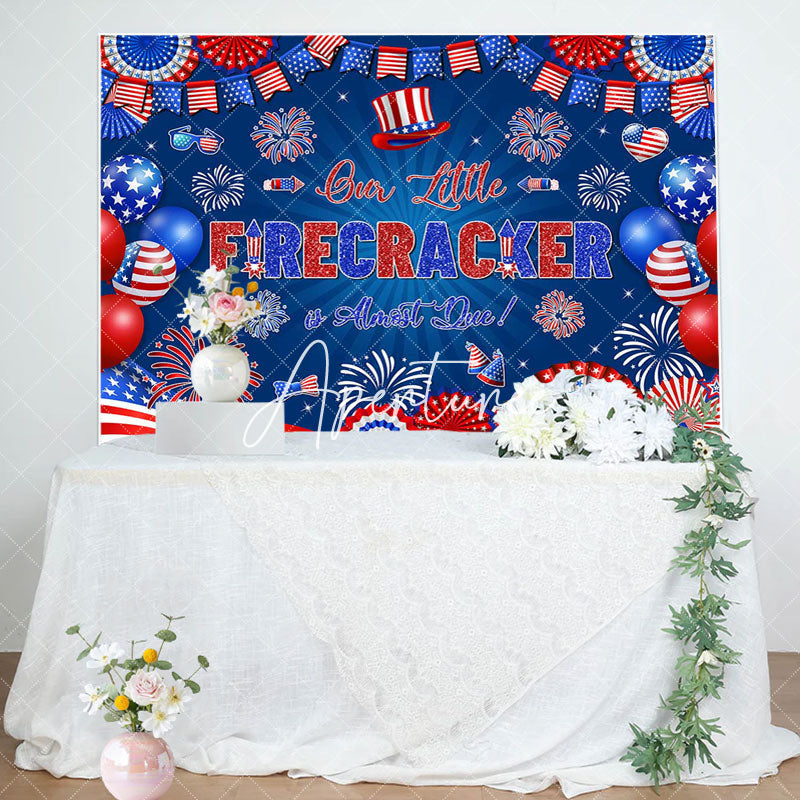 Aperturee - Little Firecracker USA Flag Baby Shower Backdrop