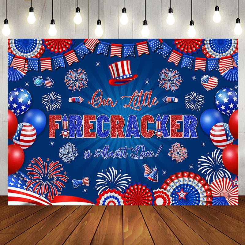 Aperturee - Little Firecracker USA Flag Baby Shower Backdrop