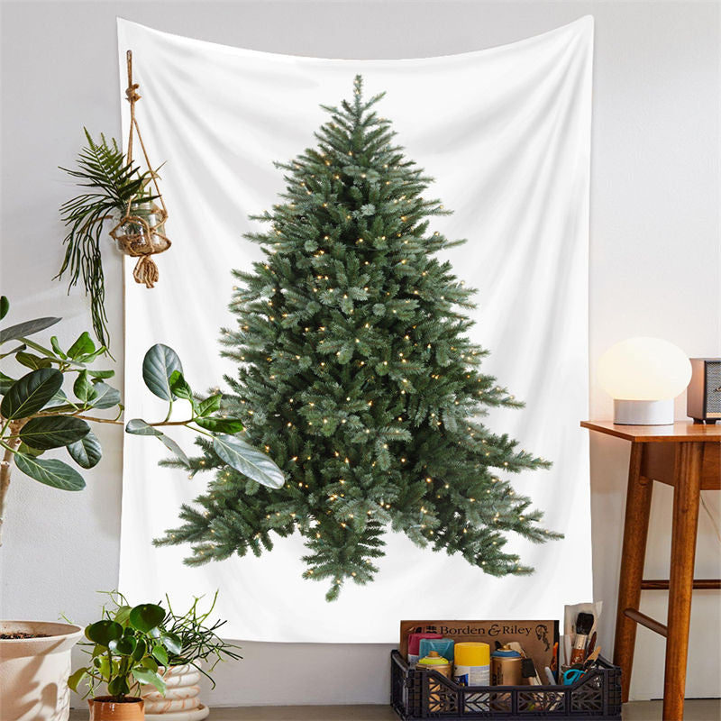 Aperturee - Little Gold Spark Christmas Tree Room Wall Tapestry