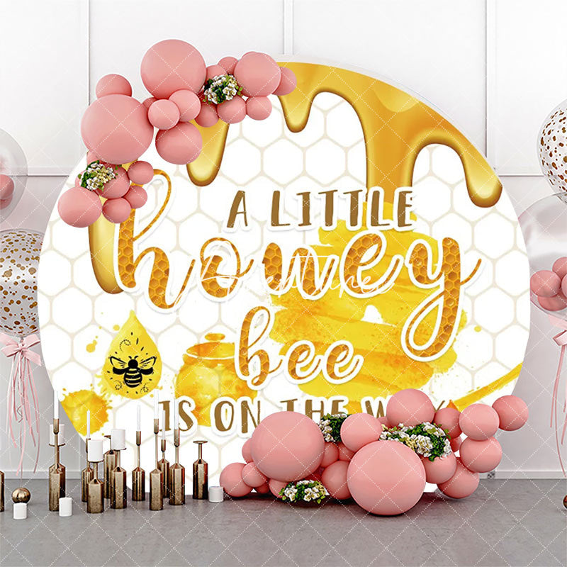 Aperturee - Little Honey Bee Honeycomb Round Baby Shower Backdrop