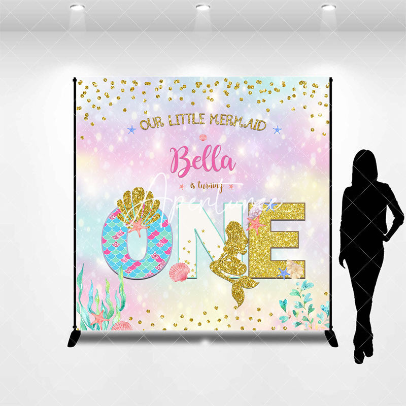 Aperturee - Little Mermaid Bokeh Custom 1st Birthday Backdrop