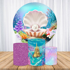 Aperturee Little Mermaid Pearl Shell Under Sea Round Backdrop Kit