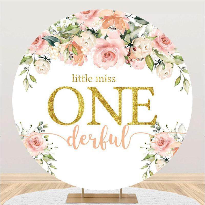 Aperturee Little Miss One Derful Round Floral Birthday Backdrop