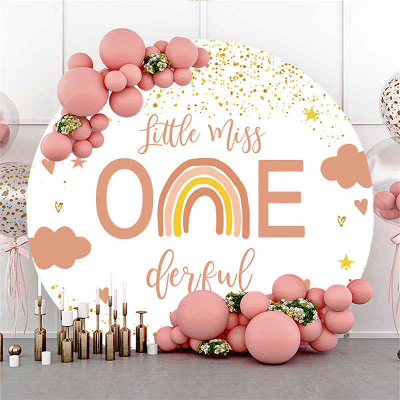 Aperturee Little Miss Onederful Happy Birthday Round Backdrop