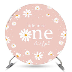 Aperturee Little Miss Pink Floral 1st Round Birthday Backdrop