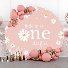 Aperturee Little Miss Pink Floral 1st Round Birthday Backdrop