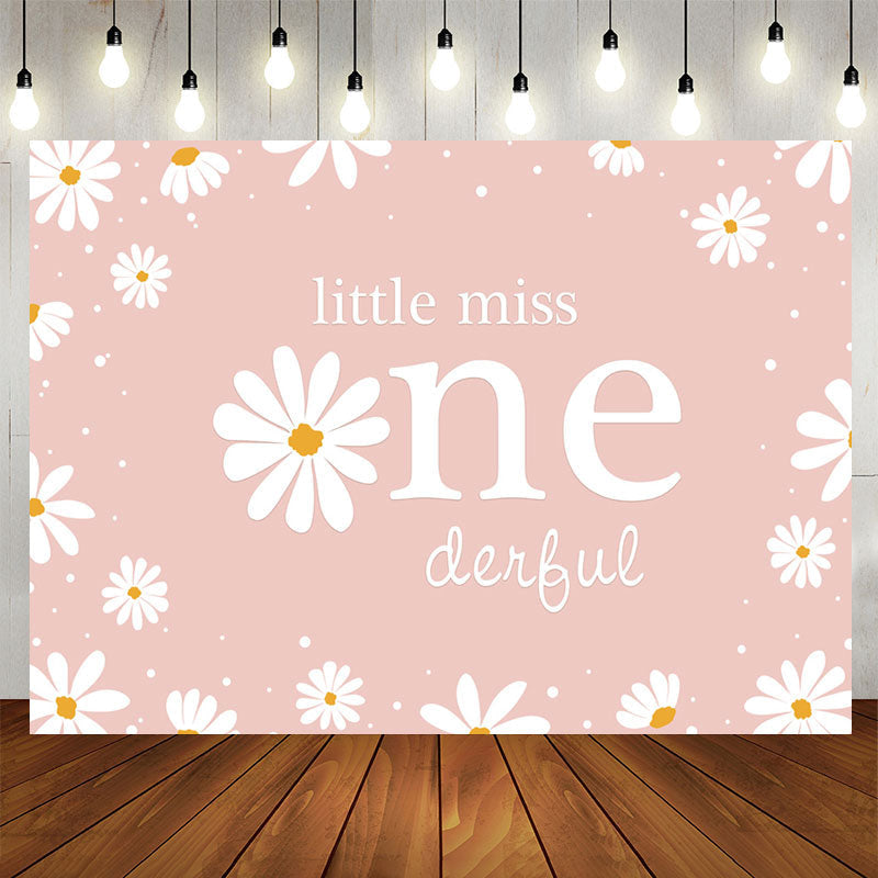 Aperturee - Little Miss Simple Daisy Happy 1st Birthday Backdrop