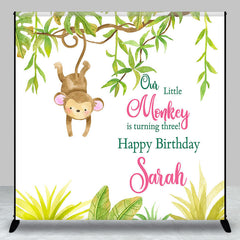 Aperturee - Little Monkey Turing Three Custom Birthday Backdrop