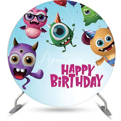 Aperturee - Little Monster Cute Sky Round Birthday Backdrop