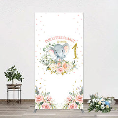 Aperturee - Little Peanut Elephant Floral Arch Birthday Backdrop